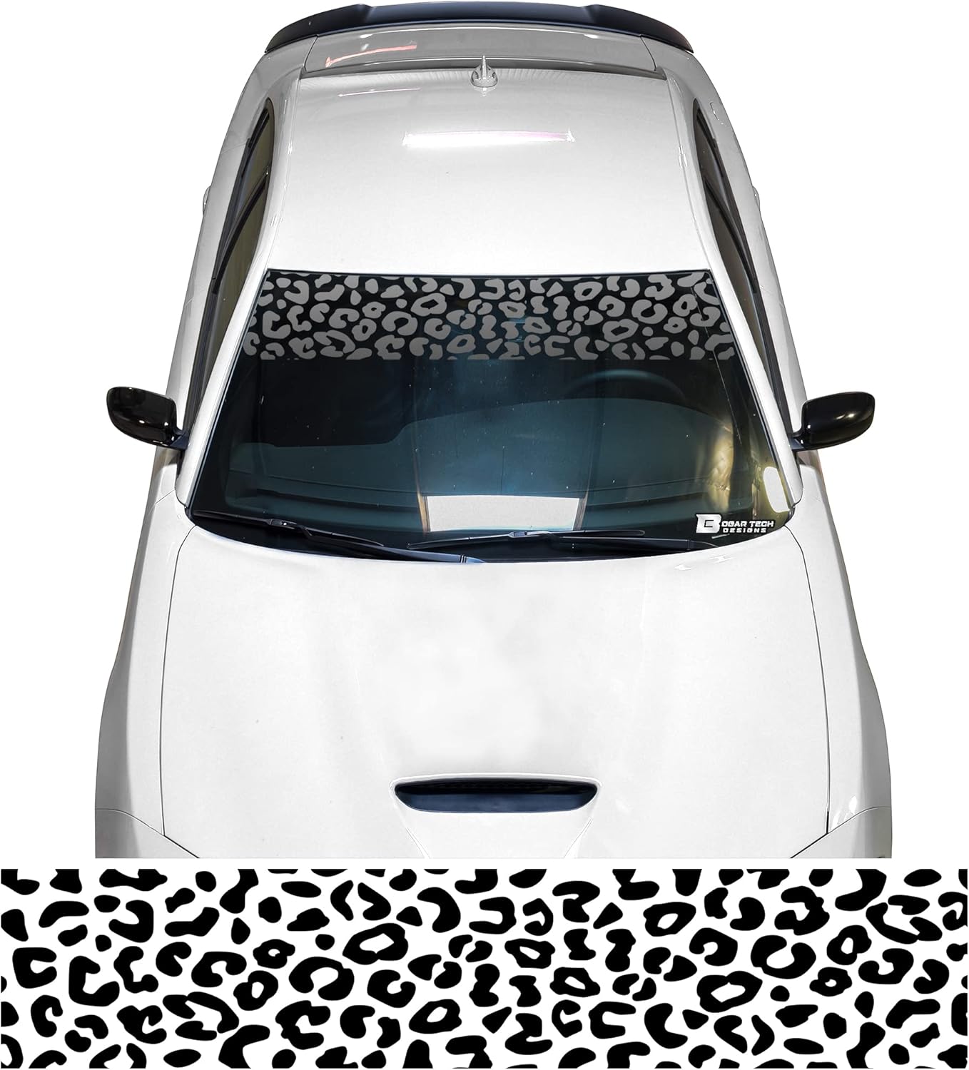 BOGAR TECH DESIGNS Universal Fit Animal Leopard Cheetah Print Decal Vinyl Stickers Cut to Fit Any Vehicle, Matte Black