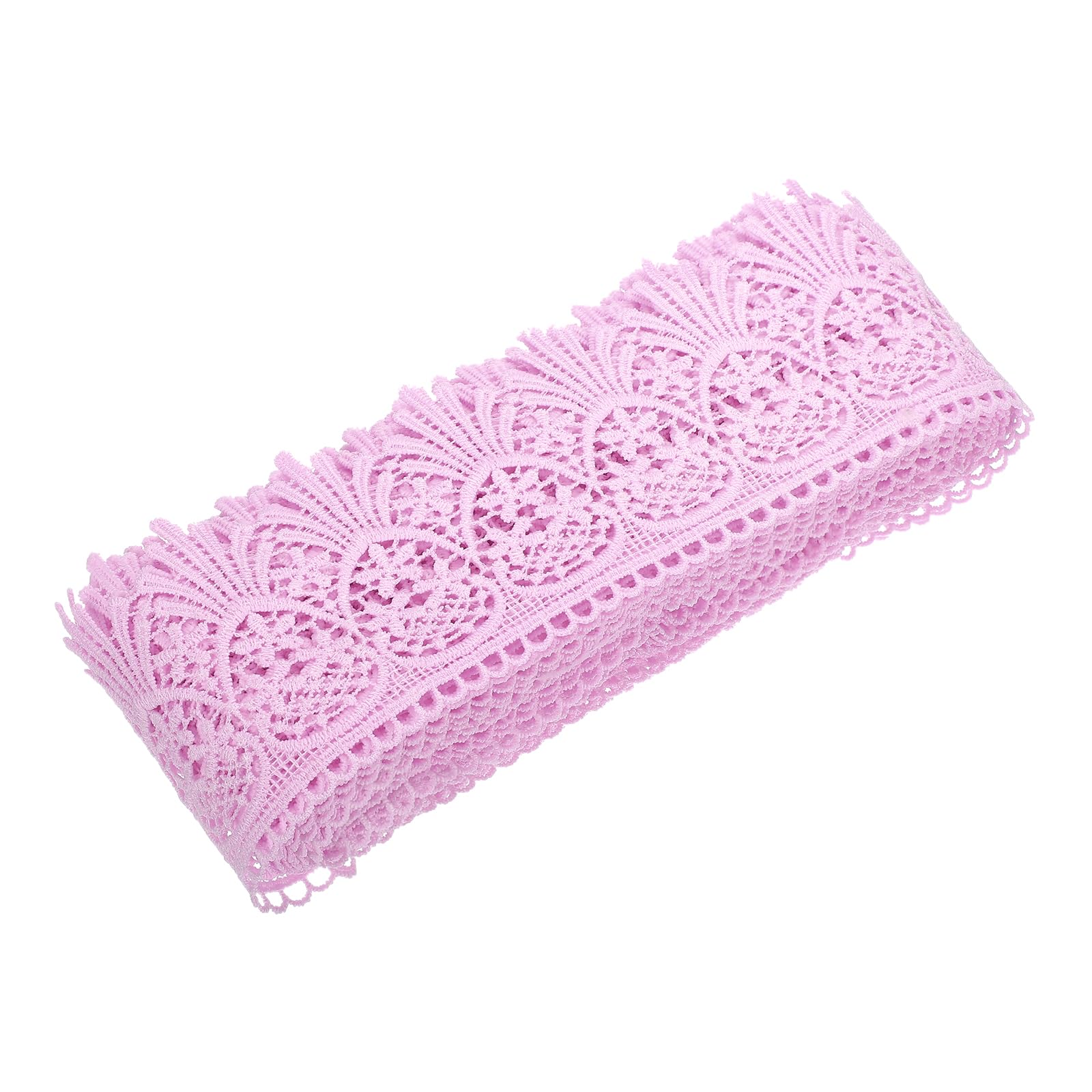 sourcing map Cotton Lace Trim Vintage Crochet 3inch x 3yard Light Purple Stretch Lace Edge Ribbon for DIY Scrapbooking Clothes Curtain Slipcover Fabric — image 1