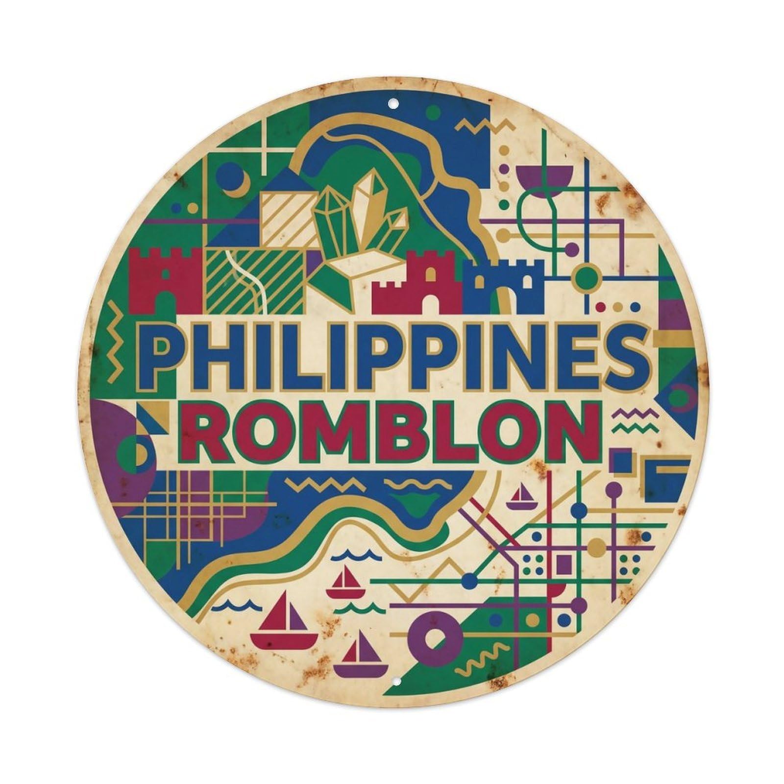Odgynaw 8X8inch(20X20cm) Philippines Romblon Island Lagoon Travel Beach Metal Tin Sign