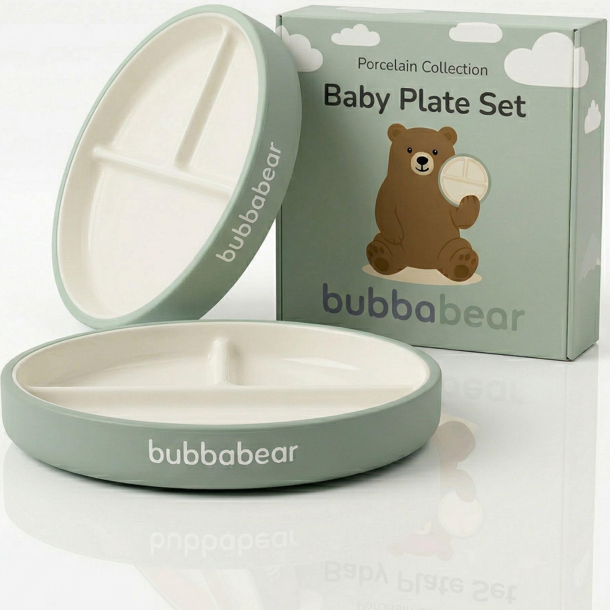 Assiettes de sevrage en porcelaine pour bébé lavables au lave-vaisselle