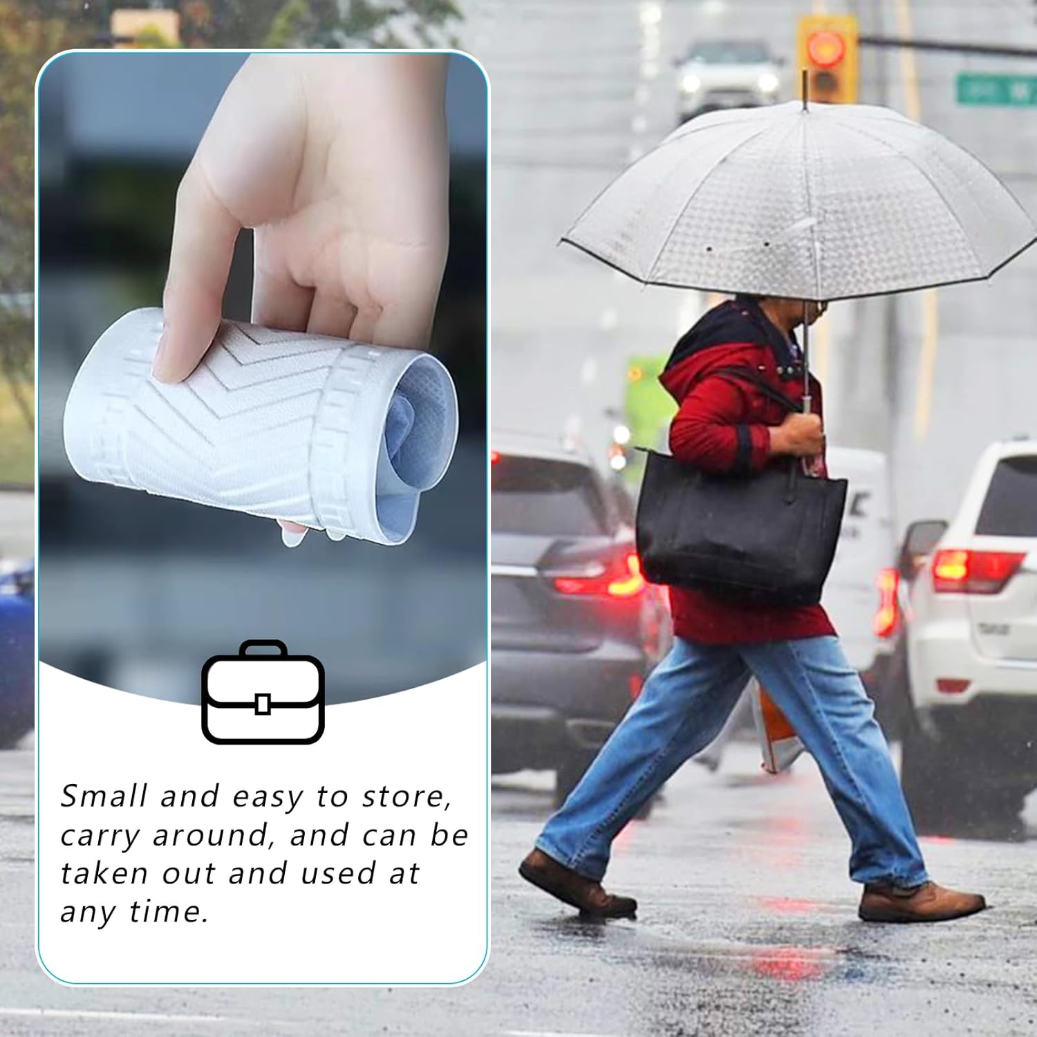 Rain Boot Waterproof Shoes Covers, Sand Control Non-Slip Shoe Cover Galoshes, PVC Rubber Sole Reusable Rain Snow Boots Overshoes for Cycling Outdoor Camping Fishing Garden Travel - Image 4