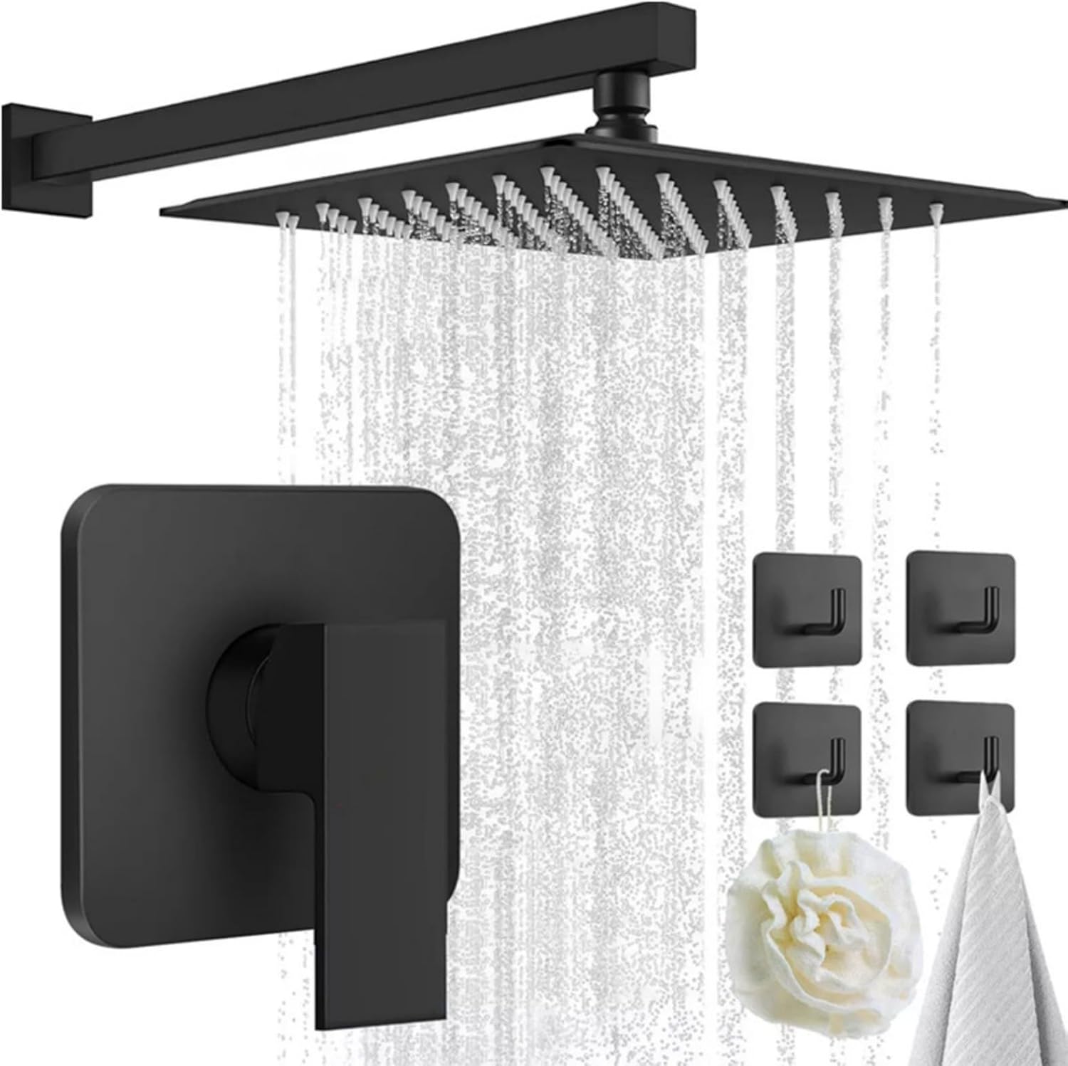 Square Bath Device Upgrade Set Premium Bronze Substance Black Matte Finish Dampness Immune Plan Simplistic Installation Process Square Bronze Shower Trim Set