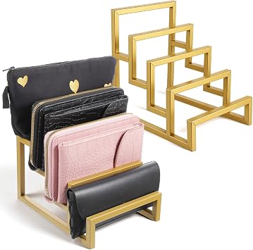 2 Pack Purse Organizer for Closet Display 4 Layer Wallet Display Rack Metal Clutch Holder Retail Store Show Wallet Rack Purse Organizer for Handbag Home Boutique Store