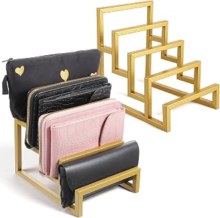 2 Pack Purse Organizer for Closet Display 4 Layer Wallet Display Rack Metal Clutch Holder Retail Store Show Wallet Rack Purse Organizer for Handbag Home Boutique Store