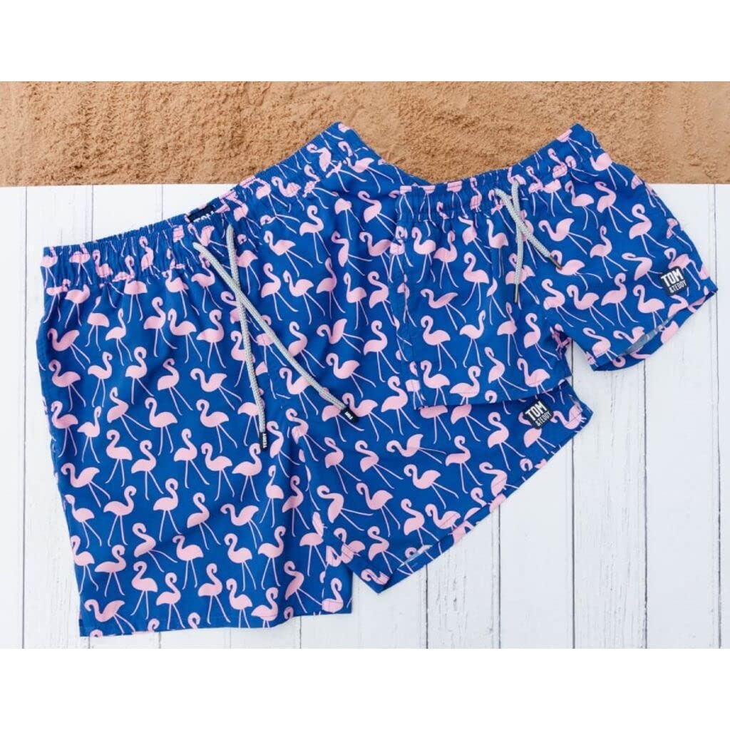 Tom & Teddy Badeshorts Rose Flamingos - hochwertige Bademode inspiriert vom australischen Beach Lifestyle für Vater und Sohn