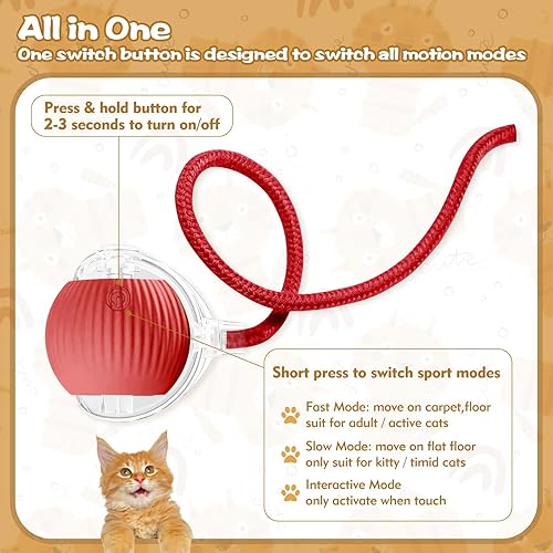 Miniatura 2 de Pelotas interactivas para gatos de interior, juguetes automáticos mejorados para gatos adultos aburridos en interiores, pelota, Peppy Pet Ball para