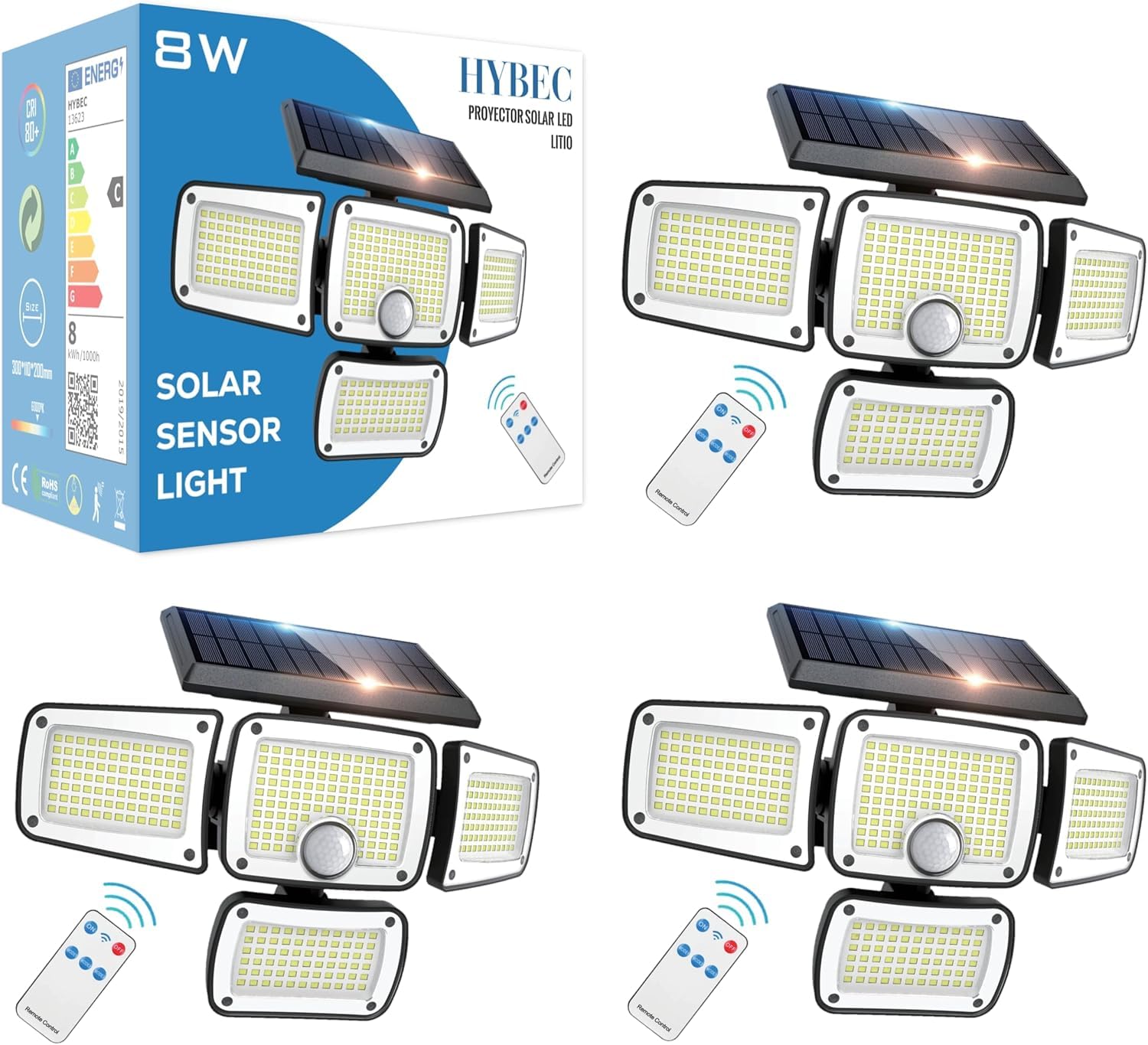 Lampe Solaire Avec Détecteur De Mouvement, Lampe Exterieur Solaire Detecteur De Mouvement, Lumiere Solaire Exterieur Detecteur De Mouvement, Eclairage Solaire Exterieur Avec Detecteur (Pack 3)