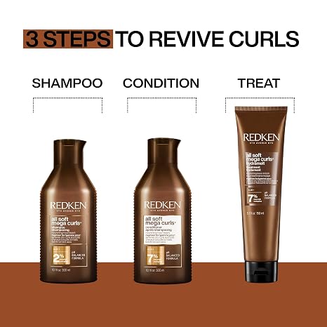 Redken All Soft Mega Curls Hydramelt Leave-In Treatment For Extremely Dry Curly & Coily Hair - Moisturizing Hair Lotion, Enhances Shine