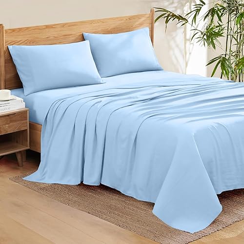 Juego de sábanas de algodón pima genuino de 550 hilos de 6 piezas que se ajusta fácilmente hasta 15-20 pulgadas de profundidad individual, color