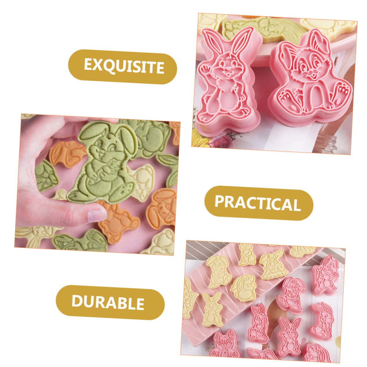 VINTORKY 8Pcs Rabbit Cookie Baking Molds for Year Reusable Easter Cookie Stamps Easy Demoulding Baking Tool for Adults for Festive Treats and Celebrations