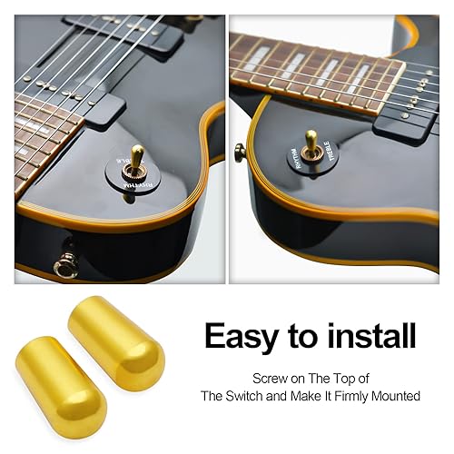Miniatura 28 de MAXCHEER Interruptor de palanca de 3 vías para guitarra LP de latón SAE 8-32 con rosca de EE. UU., perilla para interruptor Gibson Les Negro
