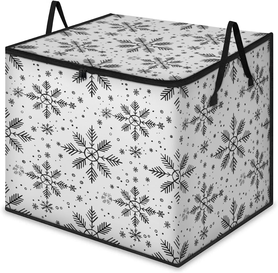 Honeybaby 214L Extra Large Comforter Storage Bag Snowflake Pattern Christmas Storage Totes with Lids Waterproof Closet Organizer Folding Blanket Storage Bags for Clothes Bedding Pillows