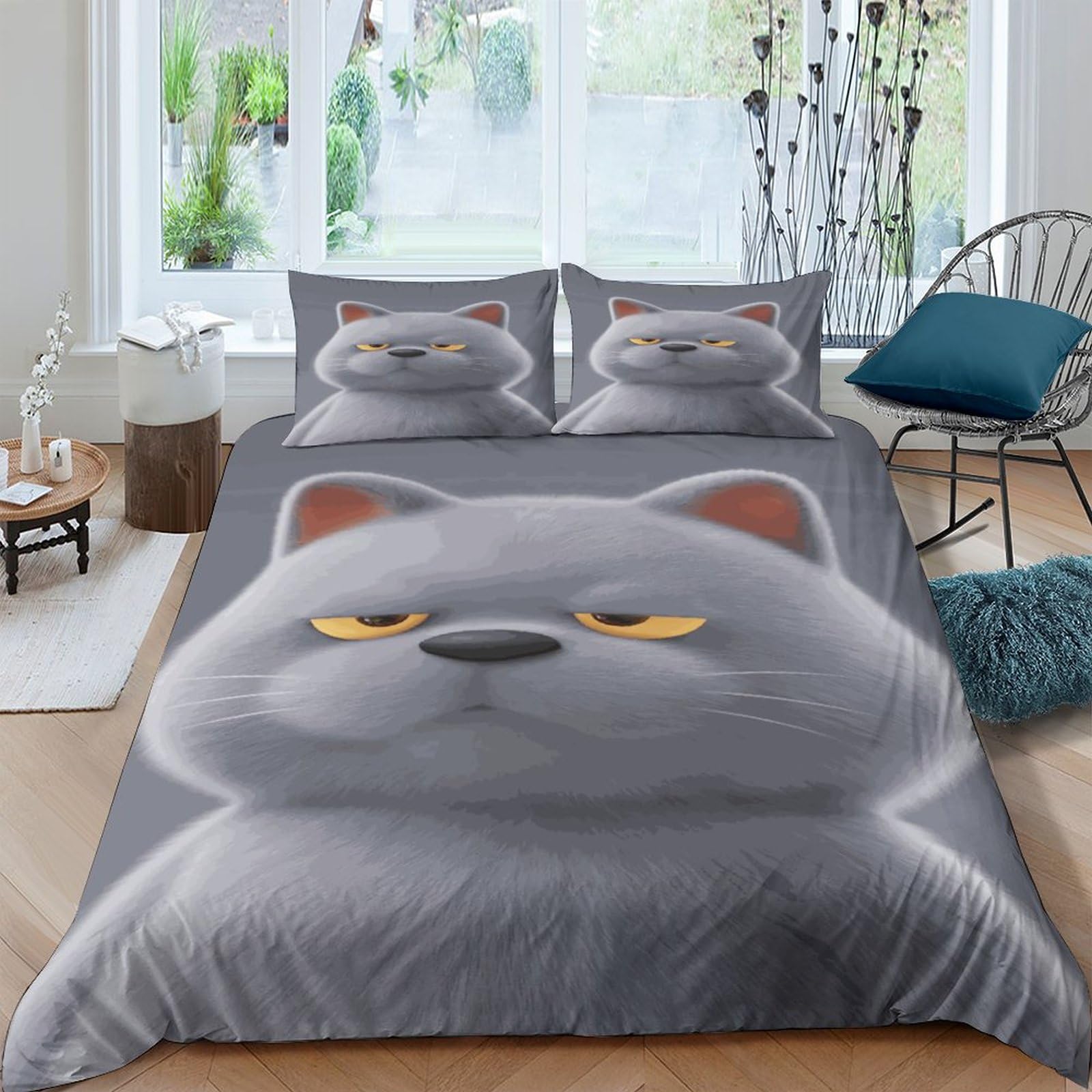 Housses de couettes microfibre IOFEER parure lit 3 pièces imprimé animal