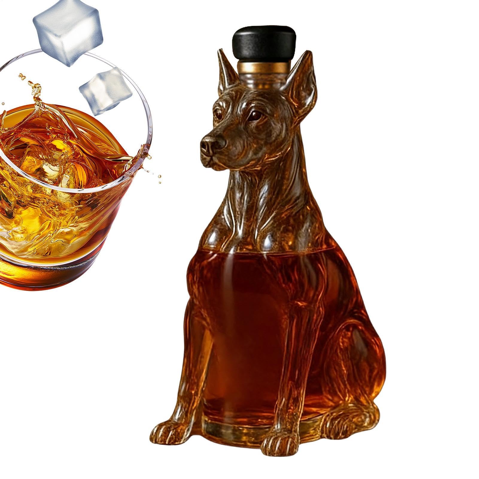 Generico Botella de whisky | Objeto decorativo en forma de perro de 350 ml | Decantador para licores y licores - Para hombre, papá, bar, casa, comedor, cocina, , boda, cumpleaños