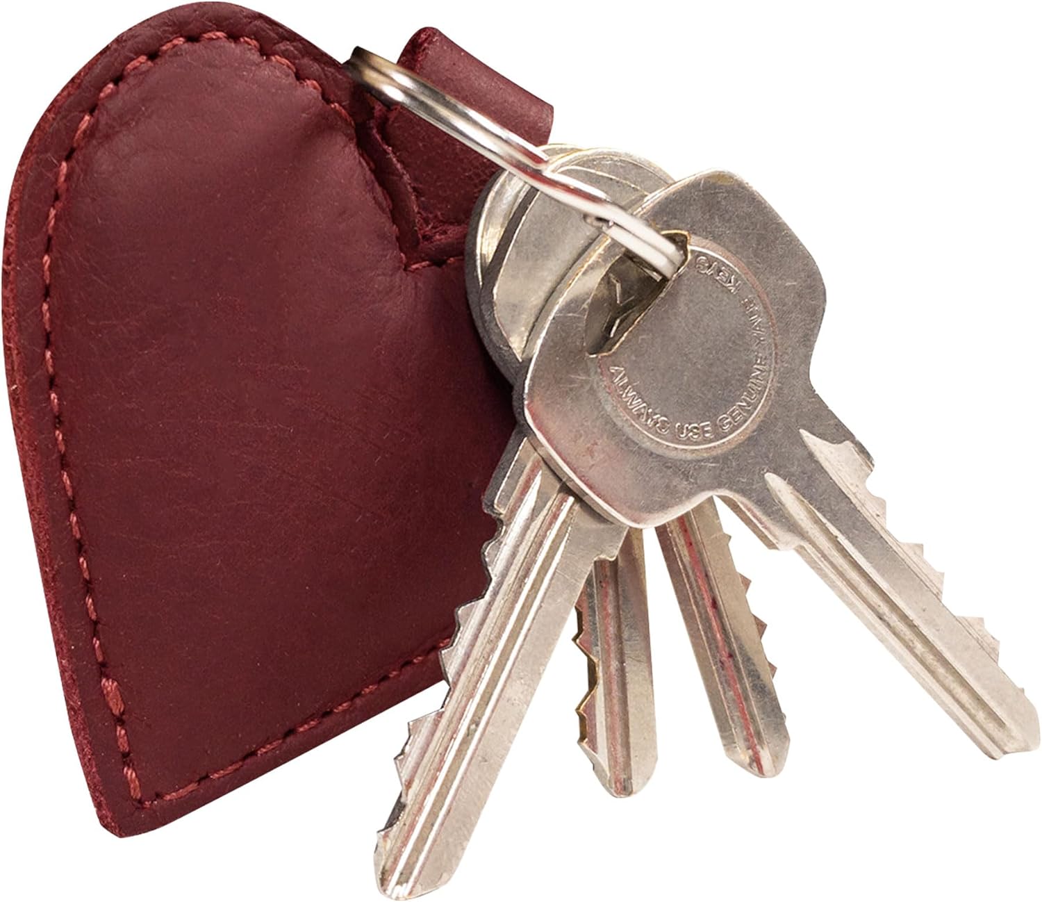 Hide & Drink, Heart-Shape Keychain, Key Organizer, Keyring Holder, Cute Accessories, Full Grain Leather, Handmade, Sangria