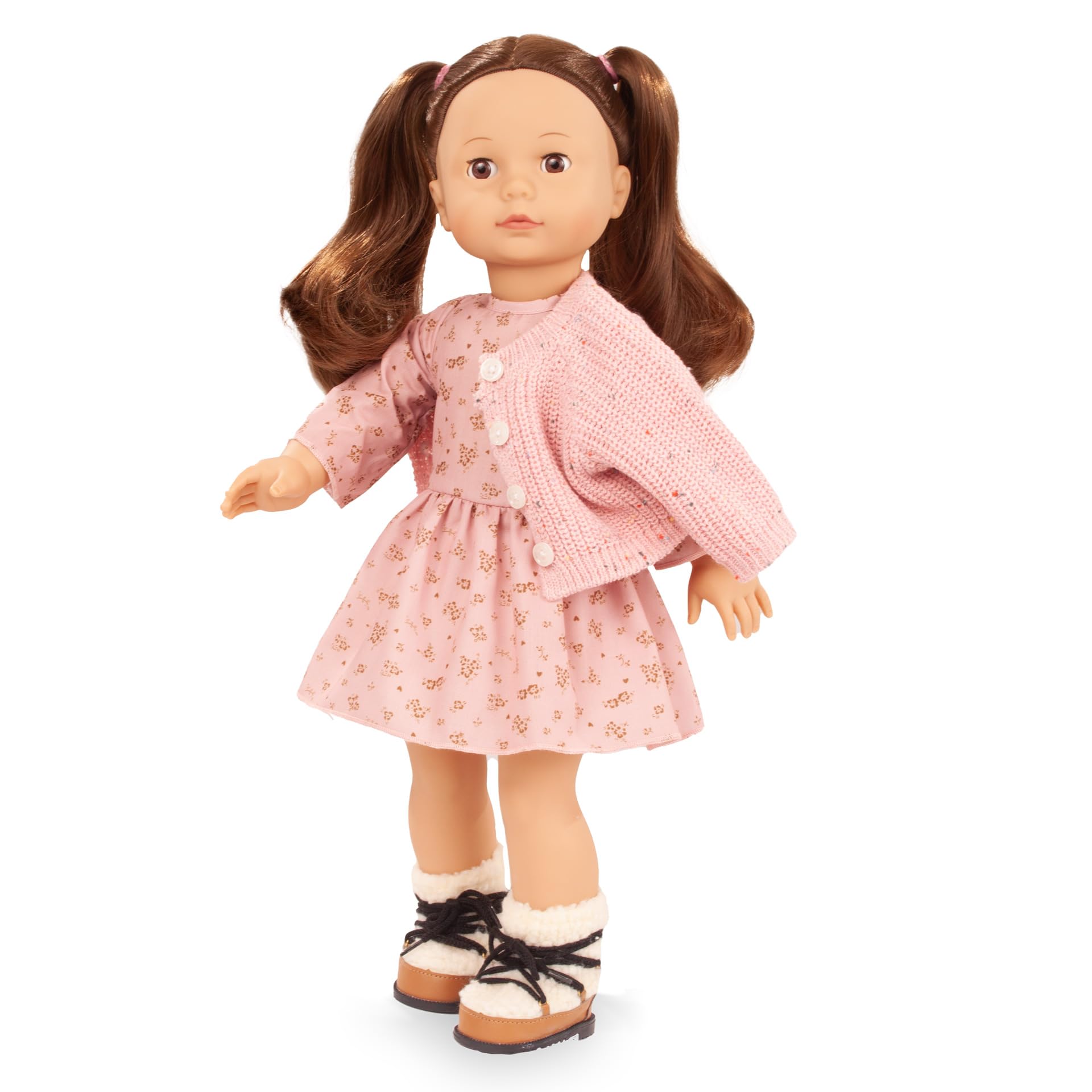 Götz 2690345 Precious Day Girl Elisabeth Millefleur Puppe 46 cm Stehpuppe | 6-tlg, für Kinder ab 3 Jahren, lange braune Haare, braune Schlafaugen, Outfit mit Blumenkleid, frisierbar, Weichkörper