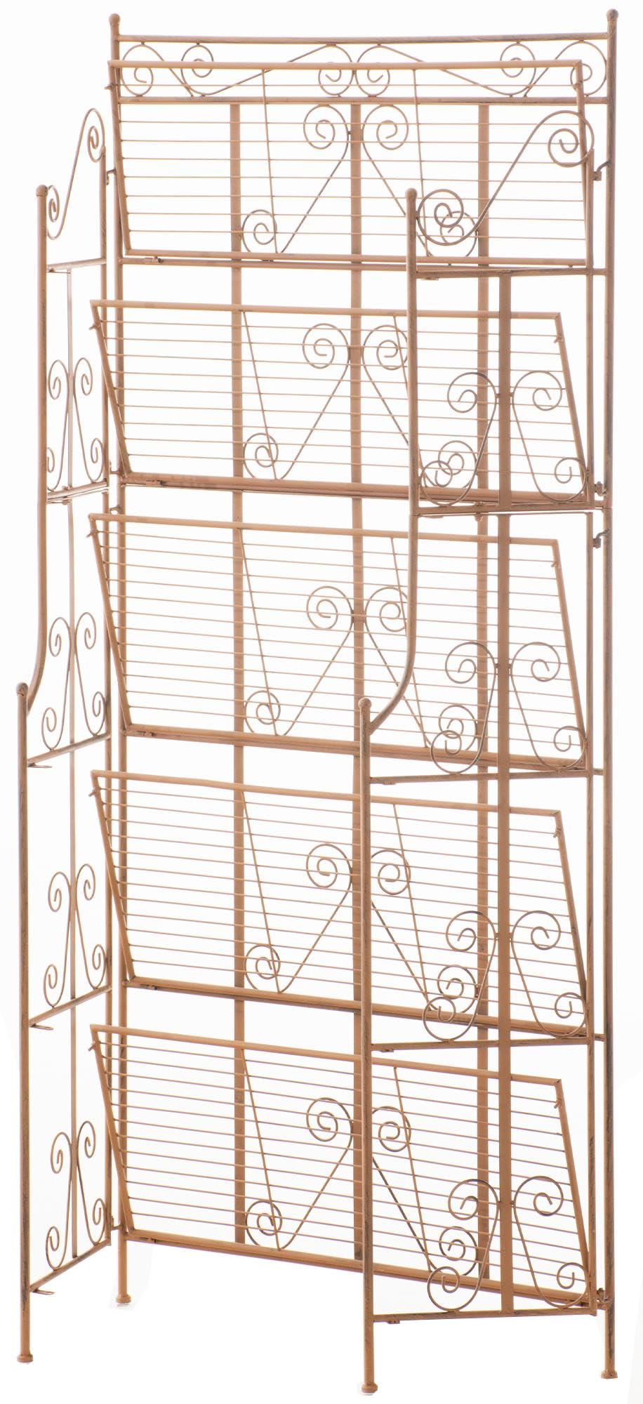 CLP Estantería de pie Ciara I Estantería metálica para Plantas en Estilo casa de Campo I 5 estantes Plegables, Color:Antiguo marrón