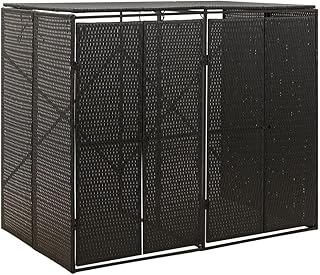 Vetnasa Double Wheelie Bin Shed Black 140x80x117 cm Poly Rattan - 9861