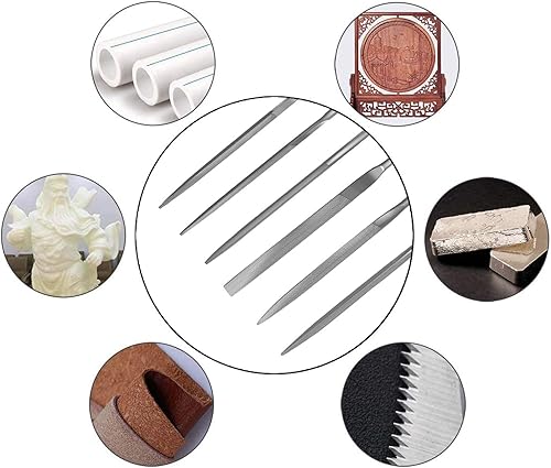 Miniatura 6 de KALIM Juego de limas de agujas, juego de 6 piezas de acero al carbono (longitud total de 6-1/4 pulgadas) de acero de aleación endurecido, el juego