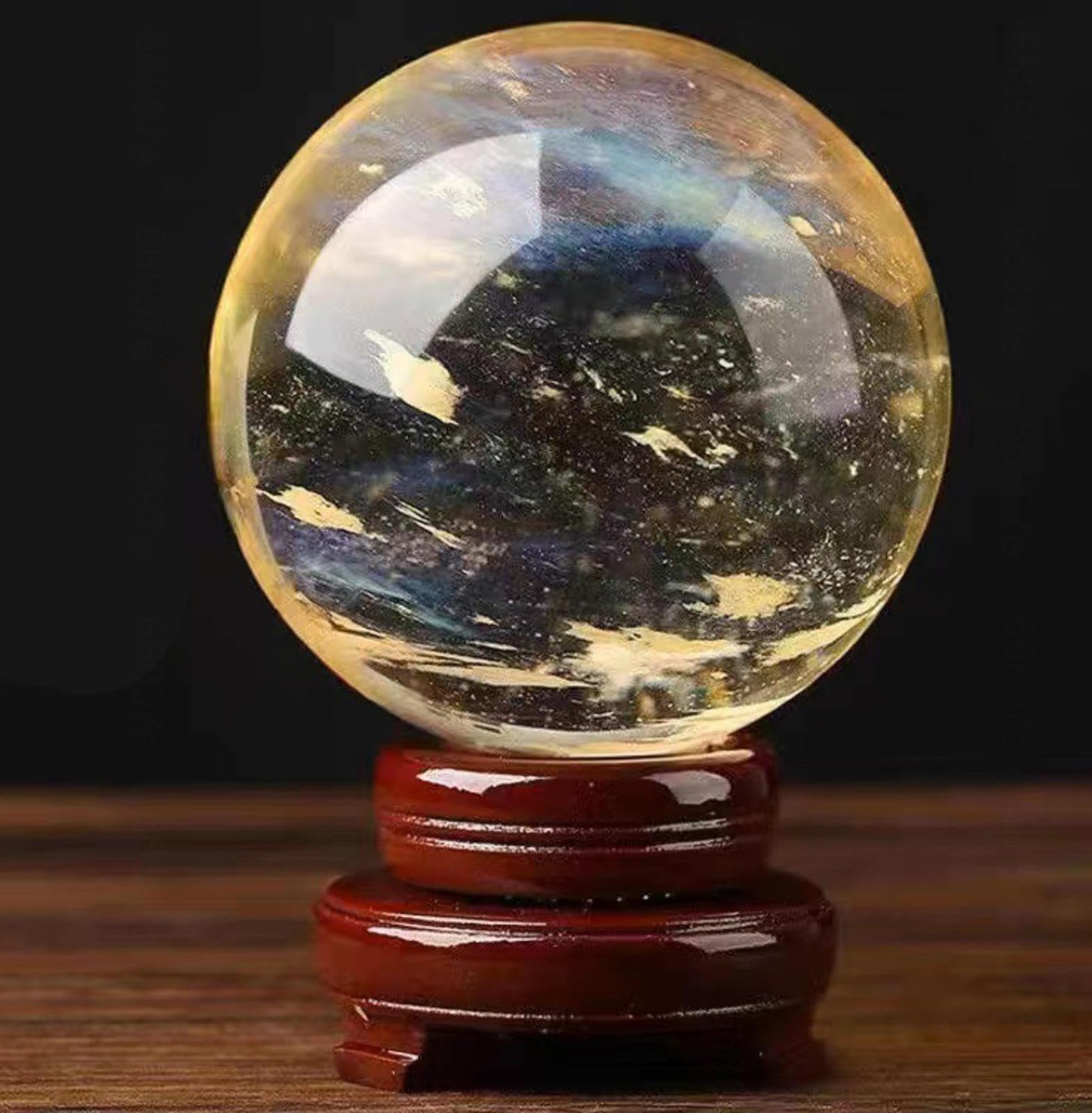 NIBHZ Natural Citrine Crystal Sphere Ball, Feng Shui Crystal Natural Transparent Crystal Ball Citrine Quartz Crystal with Holder for Wealth and Protect The House,citrine ball-60~70mm