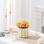 Bubble Vase, Vase en céramique beige pour les fleurs, Vases courts pour Boho Decor, Vass décoratifs pour les Fleurs, Salon, Chambre, Bureau, Cheminée, Mantel, Table à café, 5 Pouces