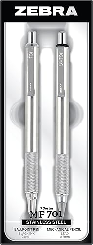 Miniatura 8 de Zebra Pen Juego de escritura de acero inoxidable, lápiz mecánico M-301 y bolígrafo F-301 de 0.028 in, tinta negra, ideal para tomar notas, bocetos y