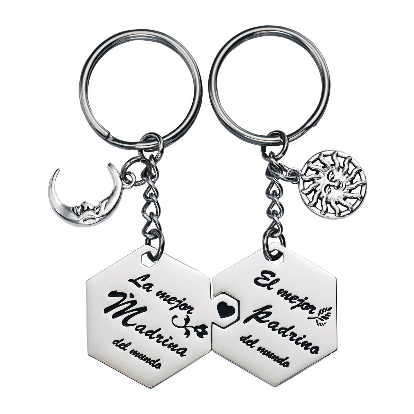 LParkin 2 piezas llaveros madrina llavero padrino, regalo padrinos bautizo, Llavero personalizado, comunion Sorpresa, Regalos de Pascua, White, M