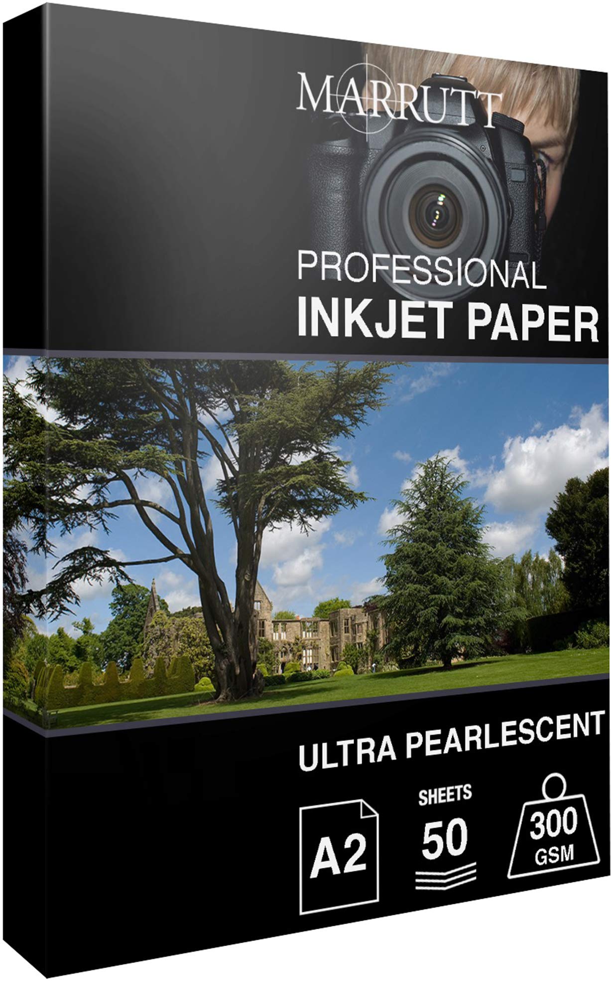 Marrutt 300gsm Ultra Pearlescent Hi-White Inkjet Photo Paper: A2-50 Sheets