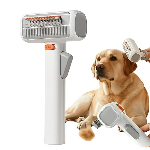 Peine autodesenredante y aseo 2 en 1 para mascotas, cepillo de aseo profesional para perros y gatos, rastrillo y cepillo suave para cabello largo o