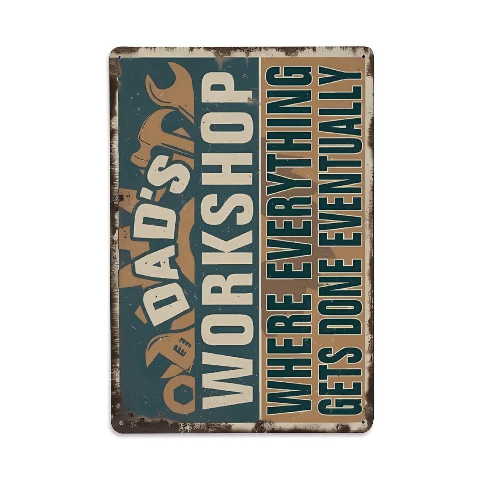 Vintage Dad's Workshop Funny Garage Decorative Sign Vintage Aluminium Metal Sign, Retro Wall Decor for Home, Bar, Garage & Farmhouse 30x20cm