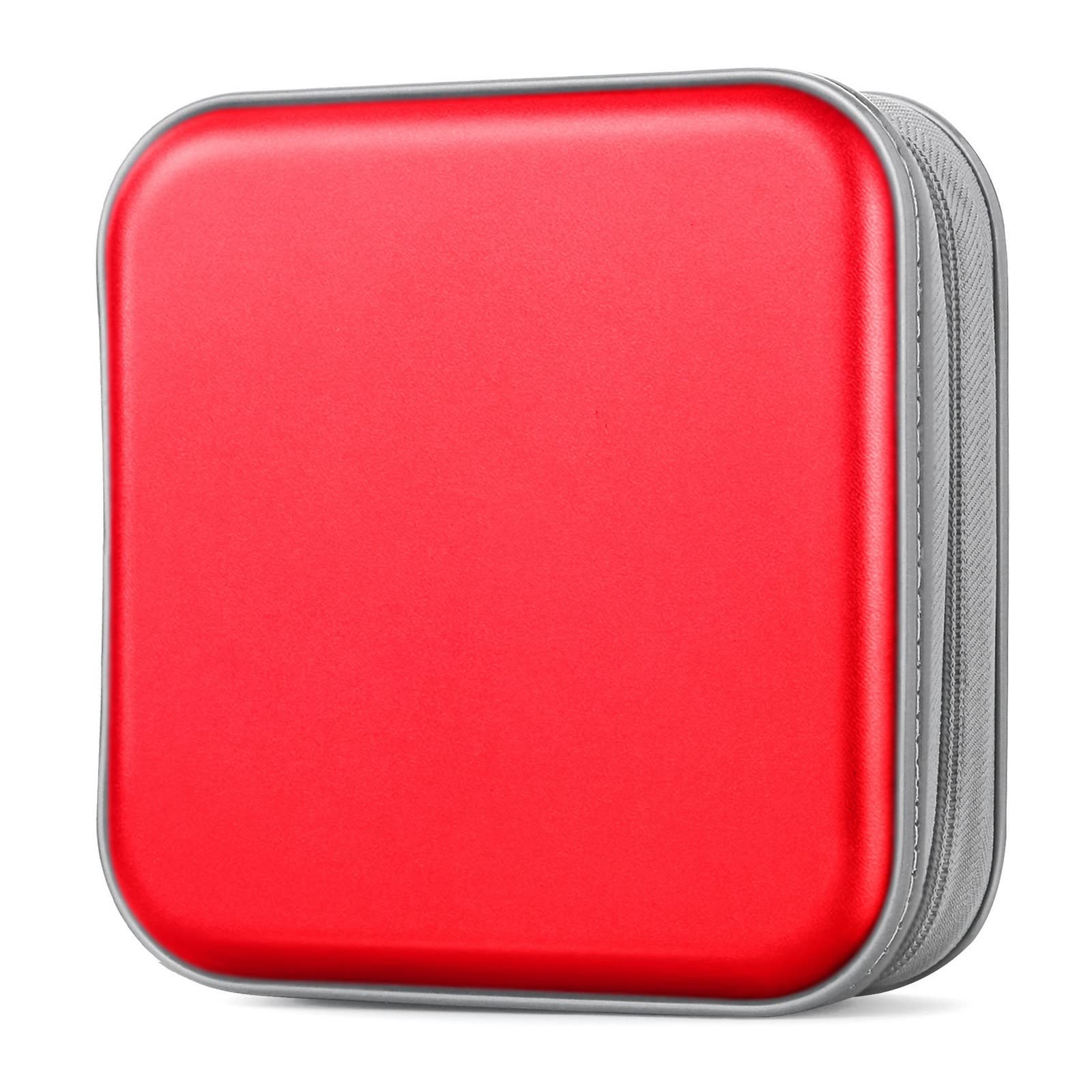 Funda para DVD, 48 fundas para CD/DVD, organizador de almacenamiento para coche, hogar, viajes (rojo)