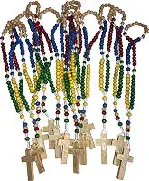 Holy Land Market Terço de madeira colorido para pendurar ou rezar - 5 cores (12 unidades)