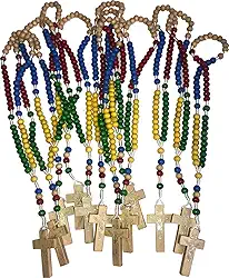 Holy Land Market Terço de madeira colorido para pendurar ou rezar - 5 cores (12 unidades)