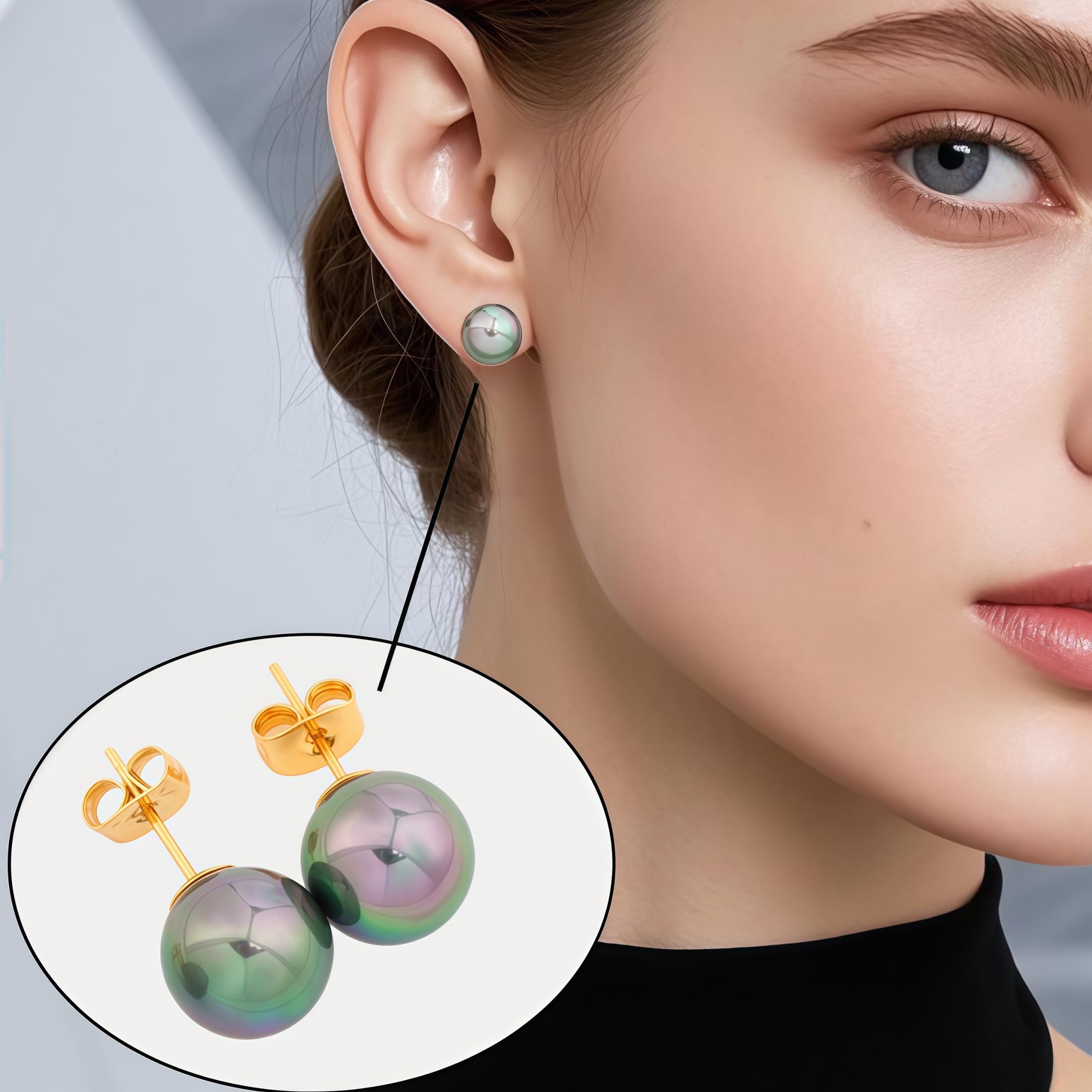 Orecchini Perla Stile Tahiti in Argento 925 Placcato Oro – Eleganti, Regalo Donna (10mm/12mm)