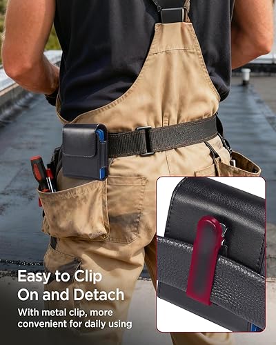 Miniatura 3 de Miimall Funda de cuero con clip de cinturón de metal para Samsung Galaxy Z Flip 7 6 5 4 3, Motorola RAZR-negro