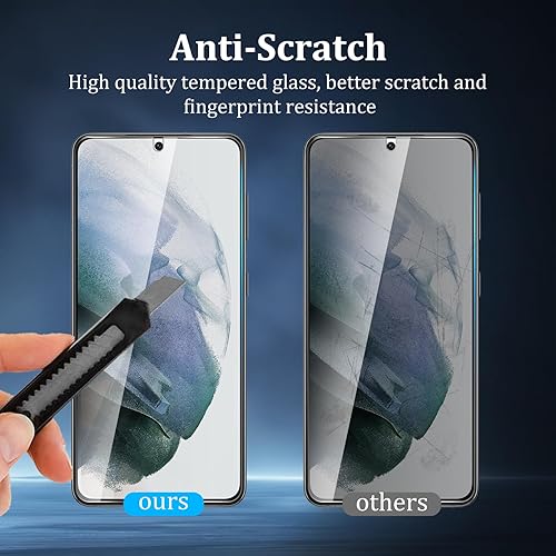 Miniatura 34 de Paquete de 2 protectores de pantalla de privacidad para Samsung Galaxy S21 FE, película de vidrio templado, dureza 9H, arañazos, claridad HD