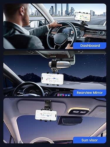 Miniatura 2 de Soporte de teléfono para tablero de automóvil, soporte de teléfono celular para automóvil, diseño de clip de rotación de 360 grados, compatible con