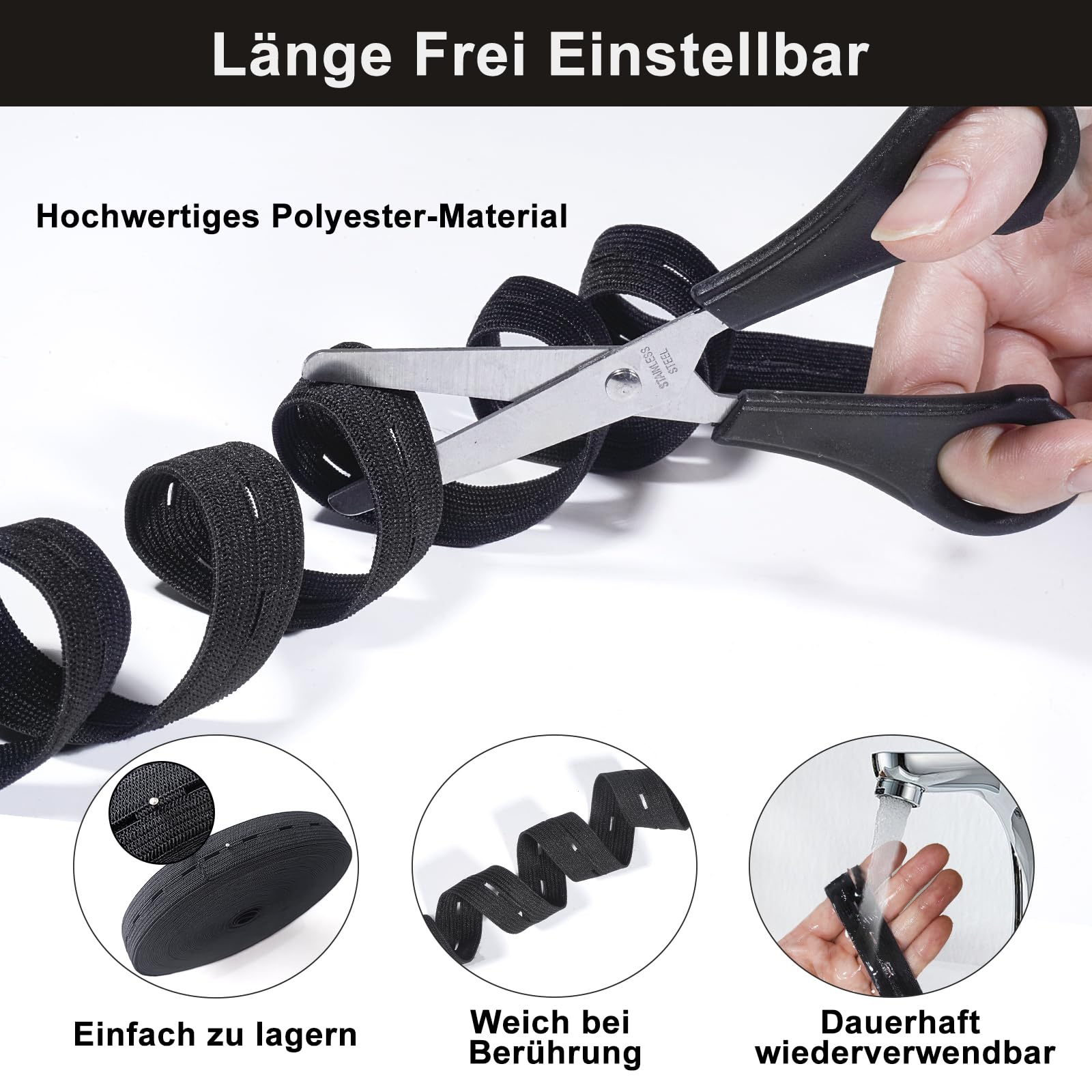 Knoopsgaten elastiek, 3 m, 12 mm breed, wit | Stoffen Hemmers Knoopsgaten elastiek, 3 m, 12 mm breed, wit | Stoffen Hemmers