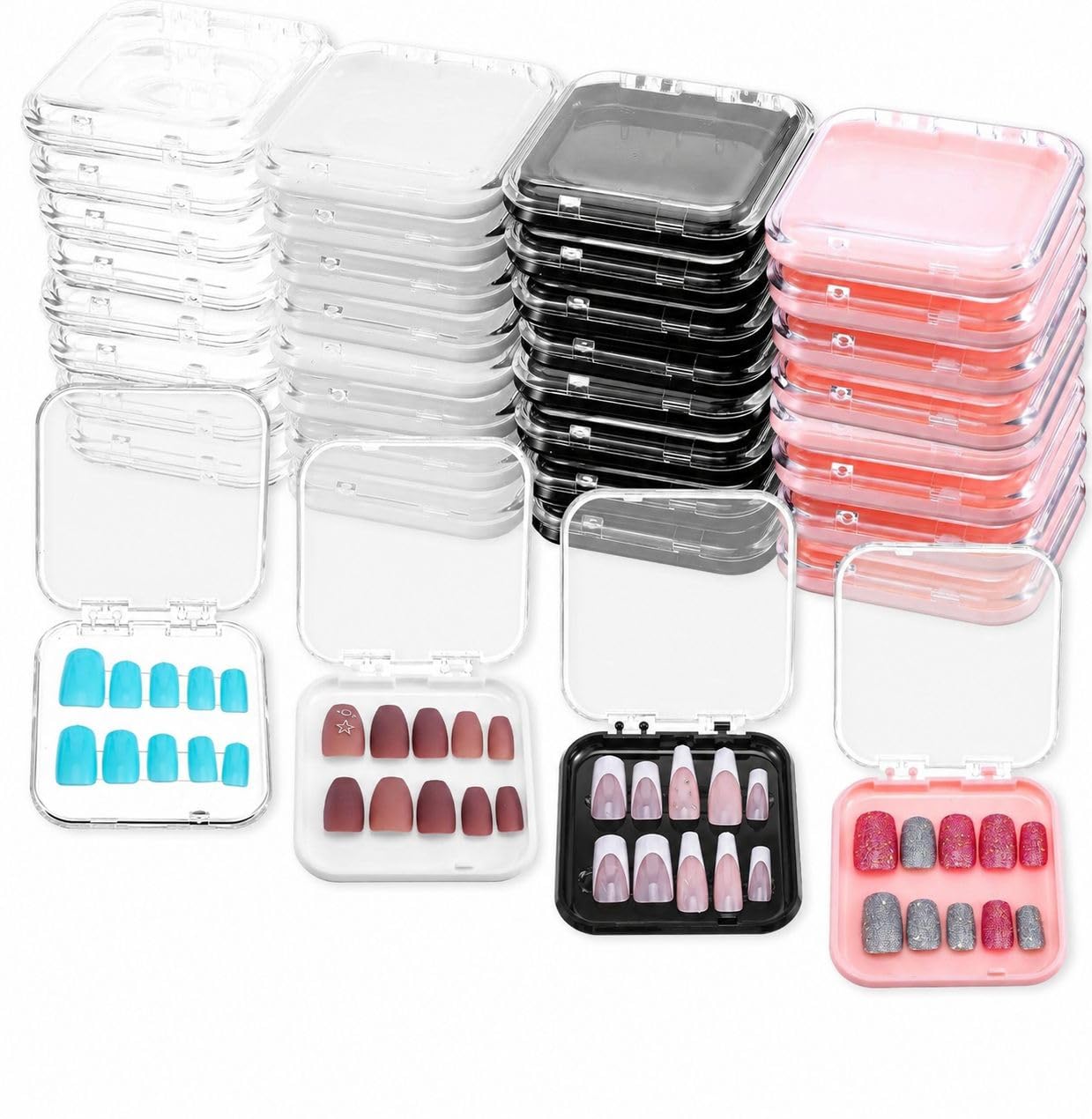 Press On Nail Storage Box, Transparent Display Case, Portable Organiser Container for Salon and Home Nail Supplies (3 PCS) (WITHOUT NAILS)-image-21