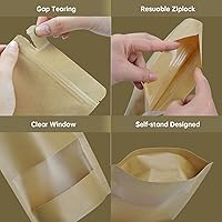 Vista 3 de 120 bolsas de papel kraft de 3.5 x 5.5 pulgadas con cierre de cremallera para ventana, bolsas resellables, bolsas resellables a prueba de olores