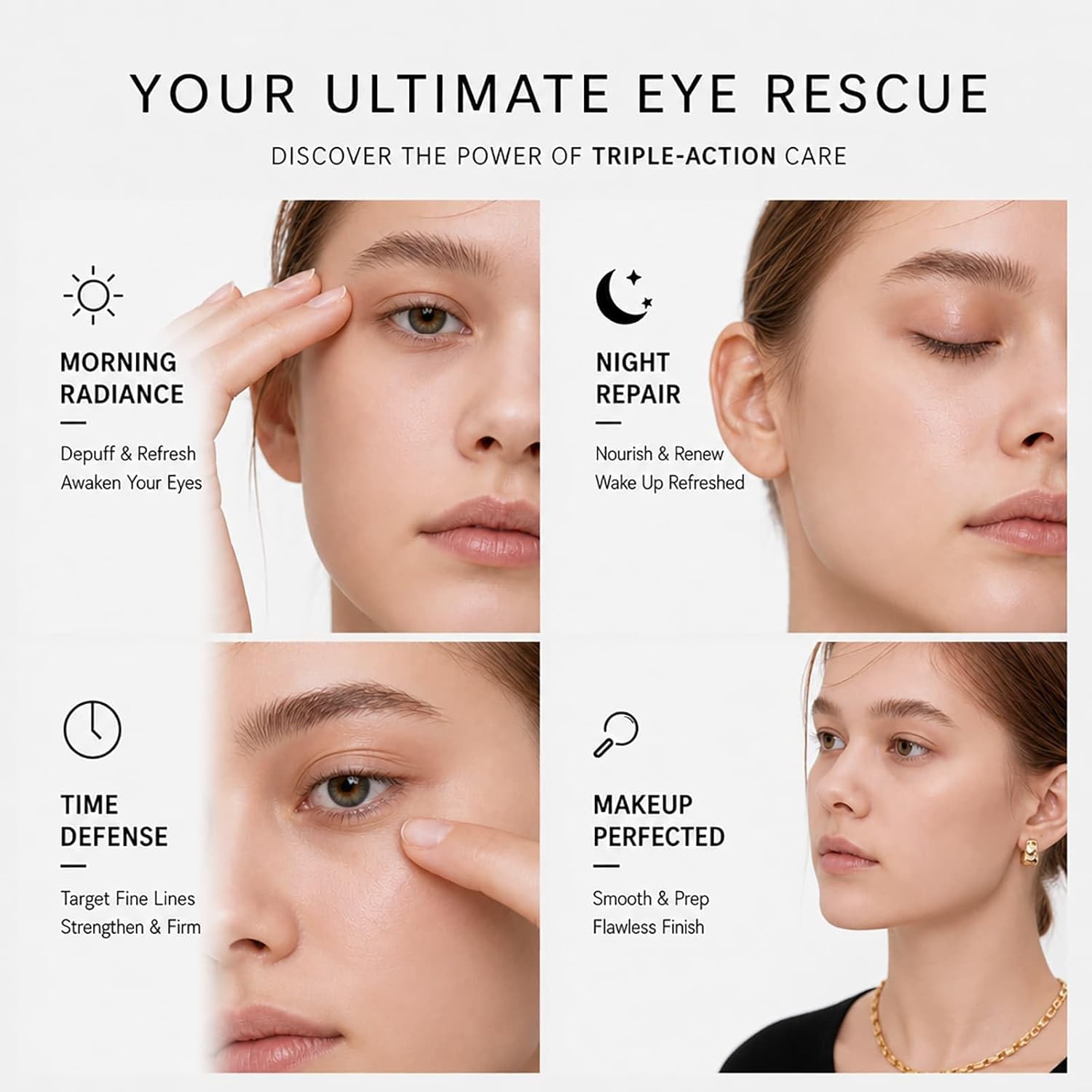 Under Eye Brightener Roller - Caffeine & Retinol Eye Serum for Dark Circles, Puffiness & Fine Lines, Travel Essential Vegan Skincare, Cooling Eye Massage, Dermatologist-Tested, 0.52 fl oz