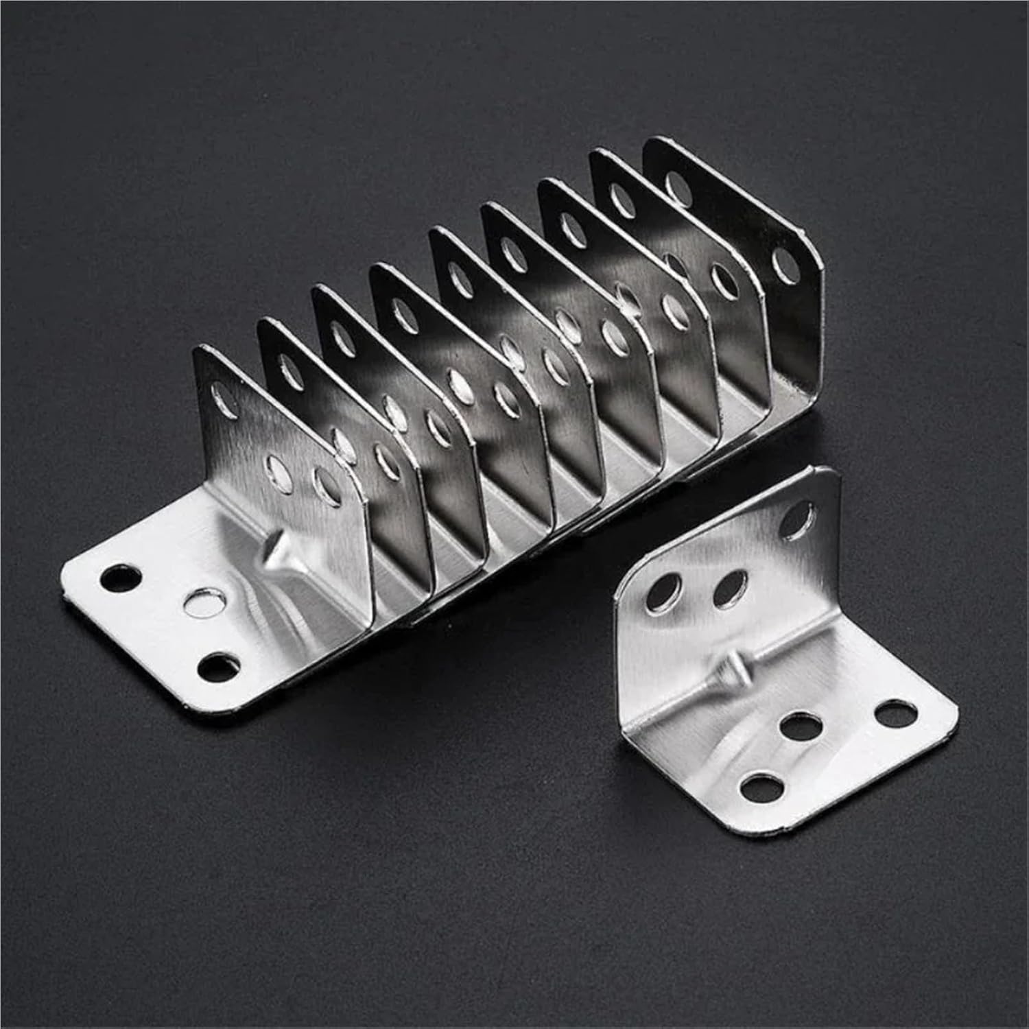 L Corner Brackets 20pcs Stainless Steel L-Shaped Corner Code 90 Degree Hardware Right Angle Bracket for Shelves Wood Furniture Cabinet Chair Drawer