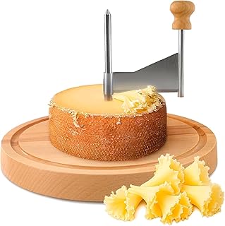 2025 Cheese Curler Wheel, Stainless Steel Cheese Curler Flower Maker Wheel Slicer, Sharp Blade & Chocolate Shaver with Wooden Base, Create Rose Flowers