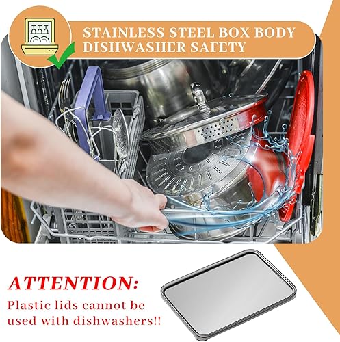 Miniatura 3 de Paquete de 6 recipientes de queso de tocino para refrigerador, recipiente de queso hermético de acero inoxidable, apto para lavavajillas,