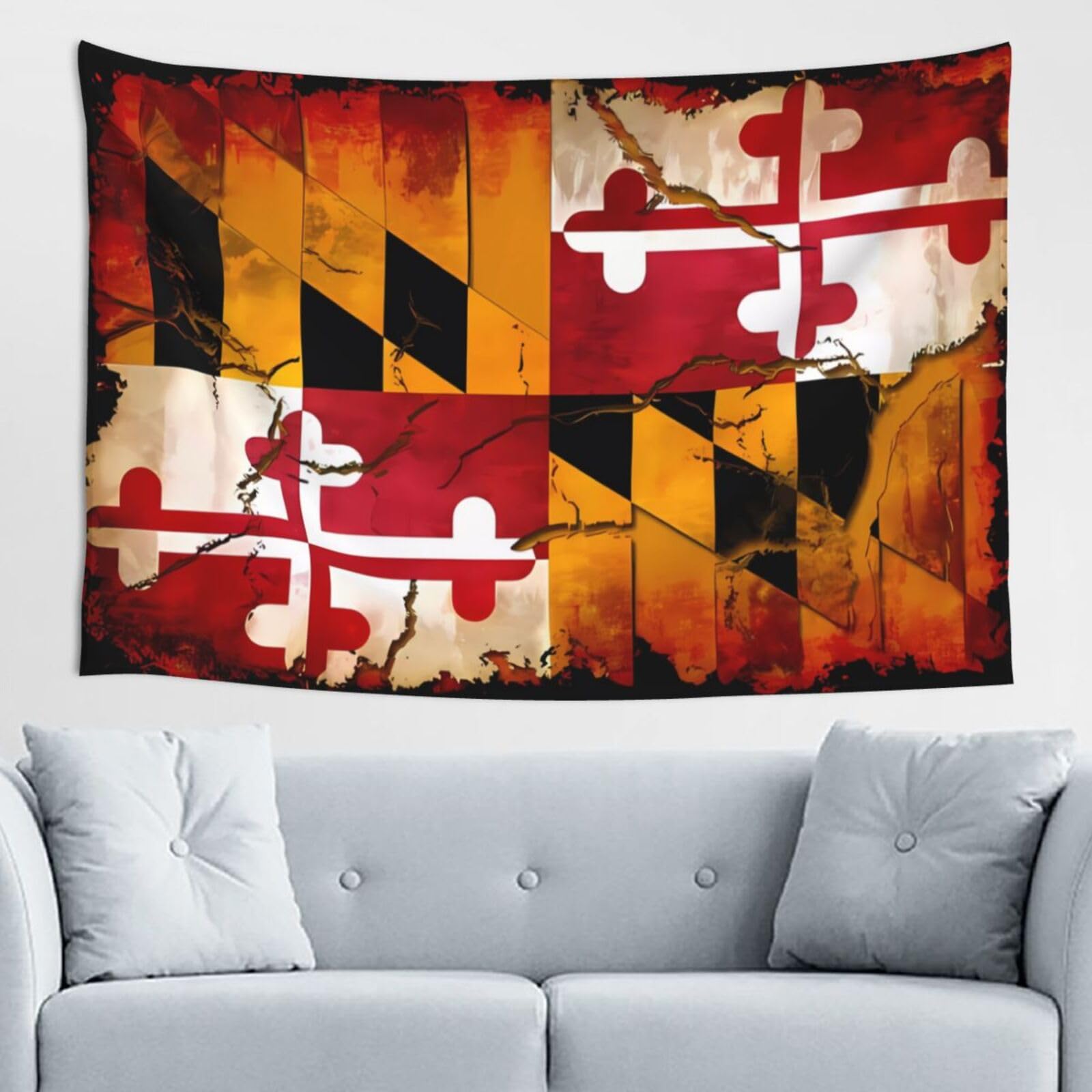 ZZYYDS vintage wooden maryland flag Wall Decor Tapestry 60x40in, Wall Hanging, Home Decor, Dorm Decor, Porch Tapestry, etc.