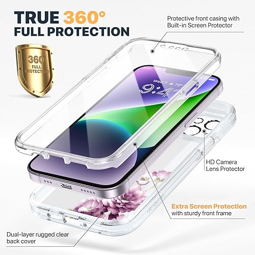 Miniatura 811 de Diaclara - Funda diseñada para iPhone 14 Pro Max, resistente, de cuerpo completo, con protector de pantalla sensible al tacto y antiarañazos + Blanco