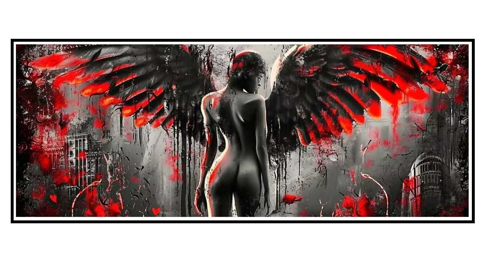 Diamond Painting Malen Nach Zahlen Erwachsene, Engel Flügel Diamond Painting Erwachsene, DIY Diamant Painting Bilder Kinder, 5D Daiming Panting Crystal Craft, Room Wanddekoration Gifts 60x180 cm-e179