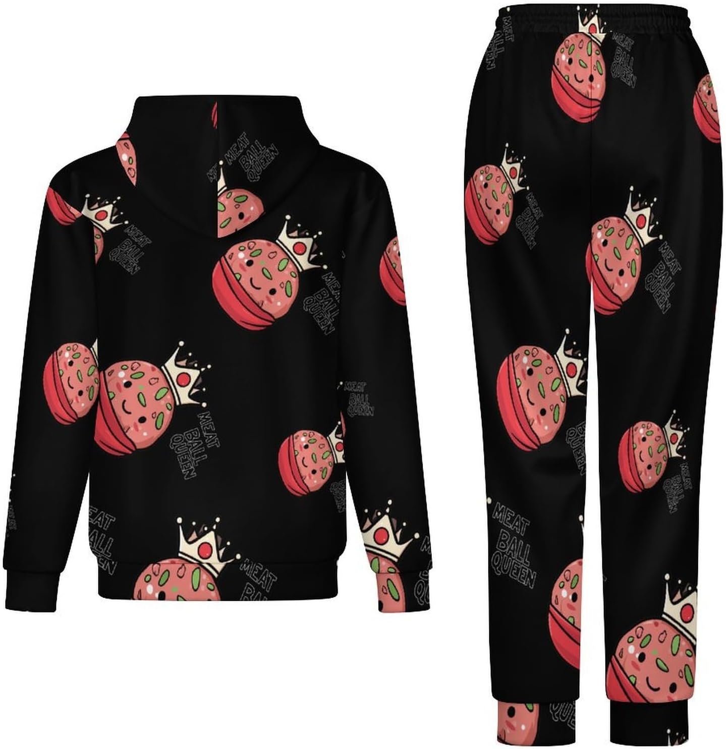 Meatball Queen 2 Piece Tracksuits Sports Jogging Sweatsuits Set for Men Women