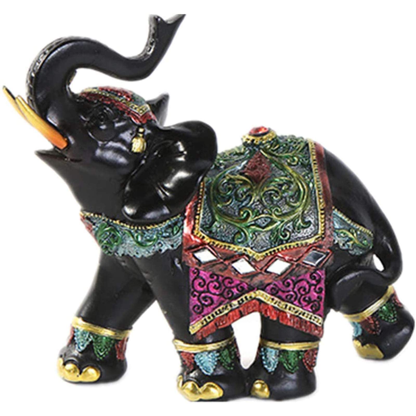 Ornement d'éléphant en résine noire aux finitions soignées pour intérieur chic