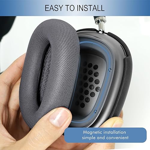 Miniatura 3 de GEVO Almohadillas de repuesto mejoradas para auriculares Apple AirPods Max, almohadillas de cuero de proteína, almohadillas para los oídos con Gris